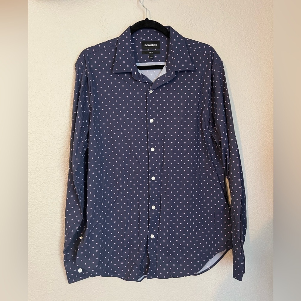 Bonobos Tech Button Down Shirt Size L Navy